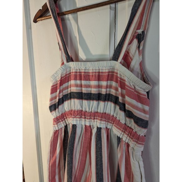 Loft Beach Striped Linen Blend Tie-front Romper Women's Sz XXS - Picture 5 of 7
